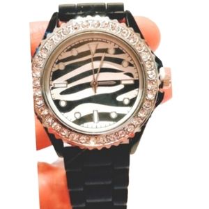 New zebra print Geneva watch,crystals silicone ban